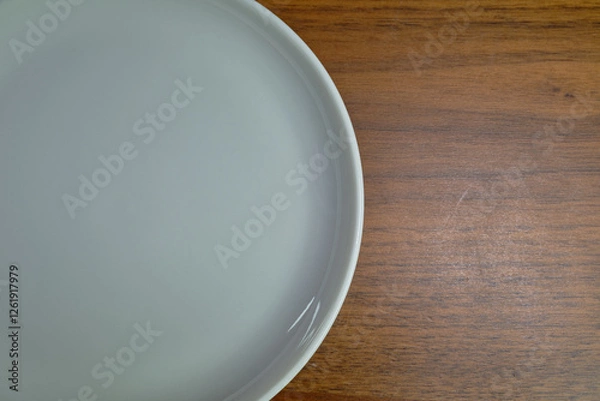 Obraz 古い木目板と丸い皿