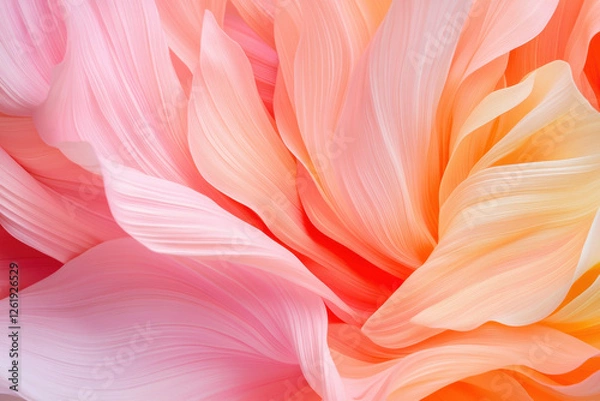 Fototapeta Abstract closeup of pastel colored flowing petals with soft pink and orange hues