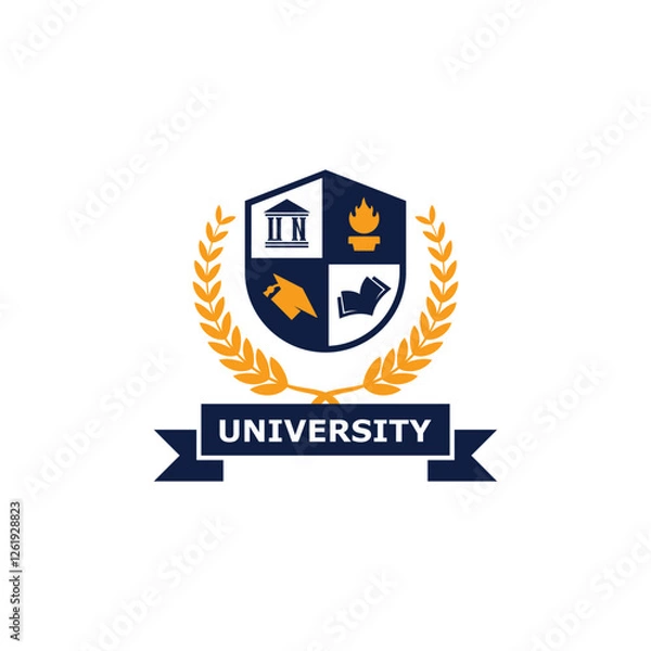 Obraz University, Academy and School logo design badge. University emblem template.