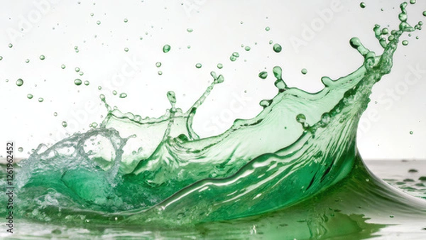 Fototapeta Emerald Green Liquid Splashing in a Dynamic Action Shot