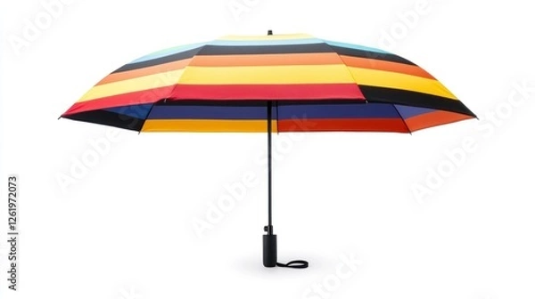 Fototapeta Colorful striped umbrella against white background. Possible use Advertising, product photography, or website