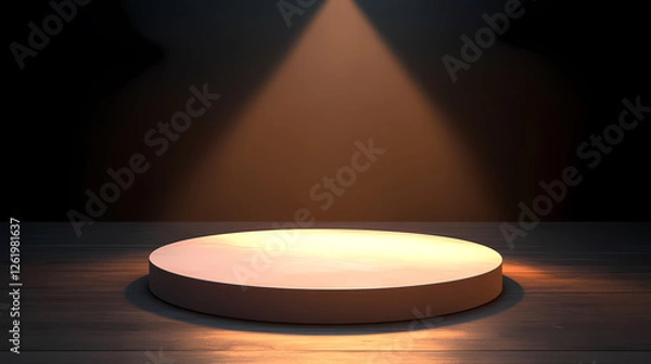 Obraz White Platform Under Warm Light on Dark Floor