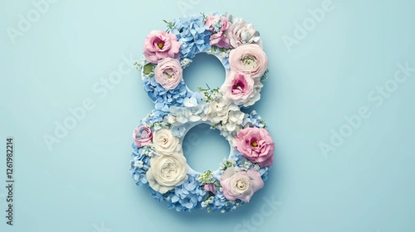 Obraz Floral Number 8 in Pink and Blue