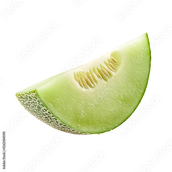 Fototapeta Juicy Green Melon Slice Isolated on White Background