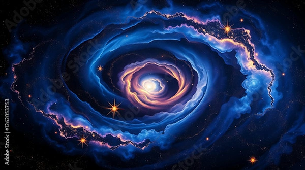 Fototapeta abstract fractal background of universe with glowing stars and galaxies, generative ai