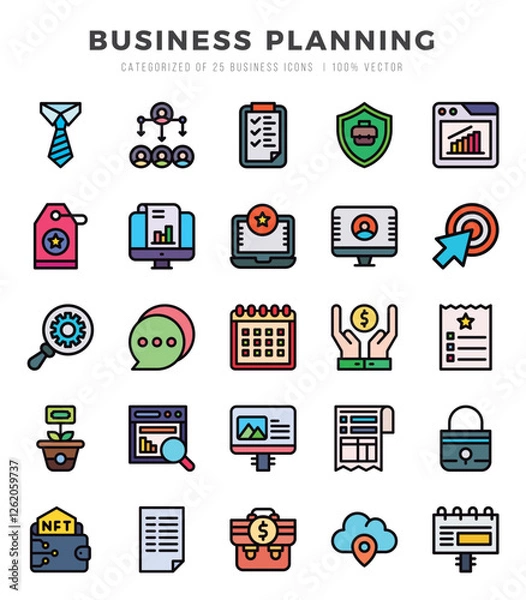 Fototapeta Business Planning Icons Pack. Lineal Color icons set. Lineal Color icon collection set.