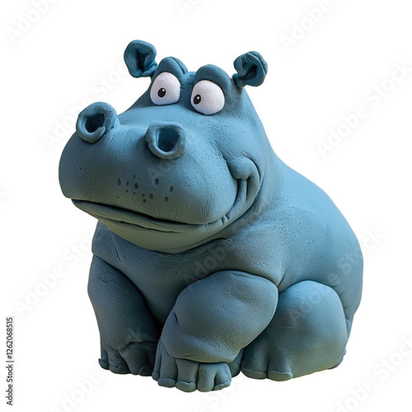 Fototapeta Realistic Play Doh Hippo Sculpture with Friendly Expression and Detailed Features for Creative Play and Decoration