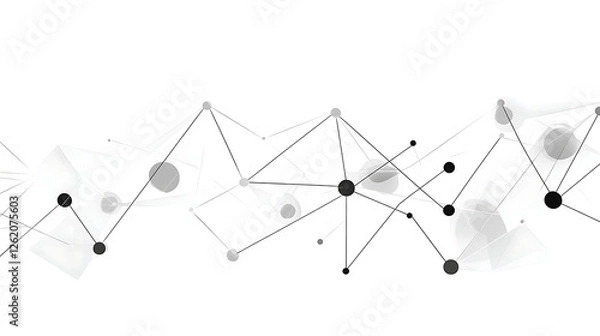 Obraz Abstract Network Connection Structure with Lines and Dots on White Backdrop for Technological Designs