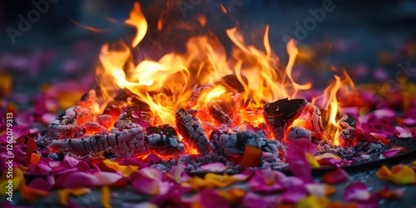 Obraz Pile of burning wood and ashes