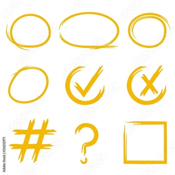 Fototapeta circle mark vector set, check marks, arrows