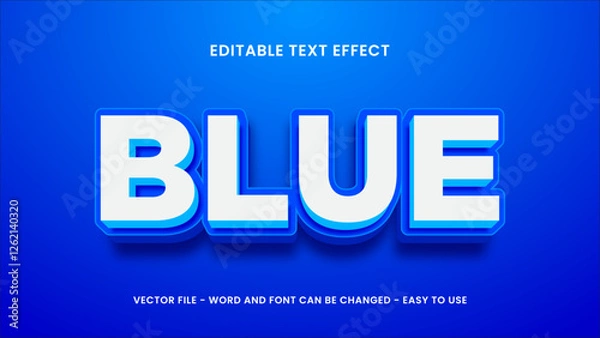 Fototapeta Blue text effect  editable clean 3d text effect