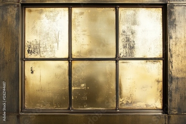 Fototapeta Six paned golden hued window with dark framework element