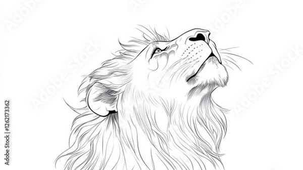 Fototapeta Majestic Lion Line Art Illustration with Powerful Expression