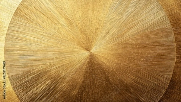 Obraz Circular gold surface brushed with radial patterns and polished for a bright metallic look.