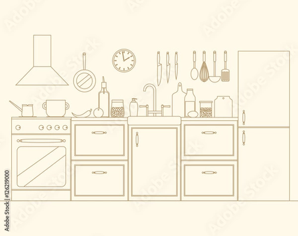 Obraz Vector linen kitchen interior