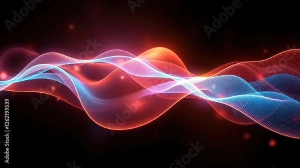 Fototapeta Abstract Wavy Pattern with Orange and Blue Light Effects Background