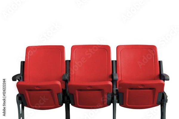 Fototapeta Empty theater auditorium or cinema with three red seats