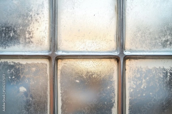 Fototapeta Frosted glass blocks creating a textured grid like pattern