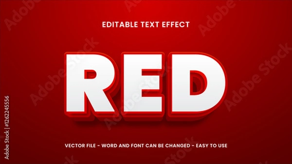 Fototapeta Red text effect, editable strong 3d text effect