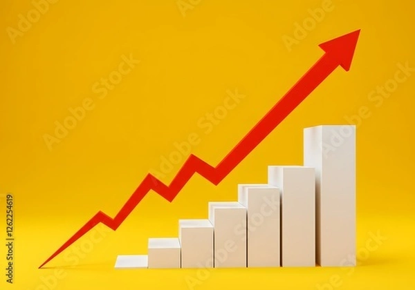 Obraz Business Growth Bar Graph with Positive Trend Arrow
