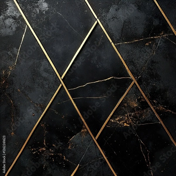 Obraz Gold Line on Black Abstract
