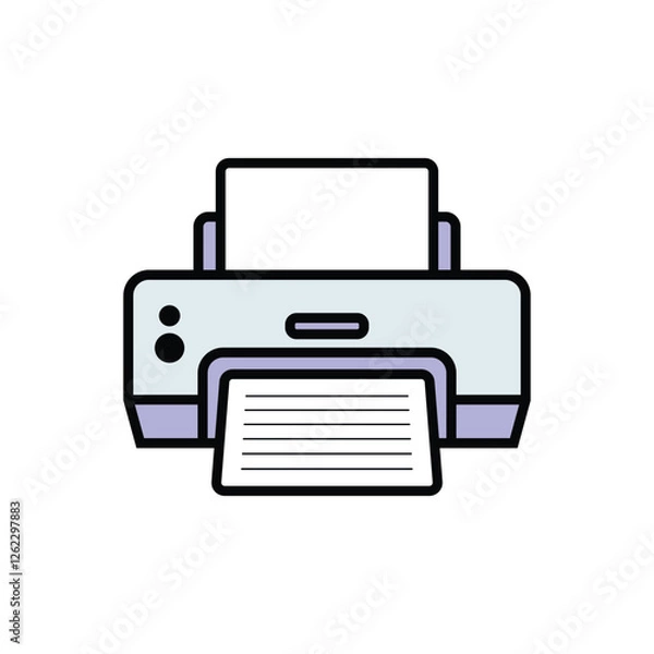 Obraz .Printer with paper vector illustration
