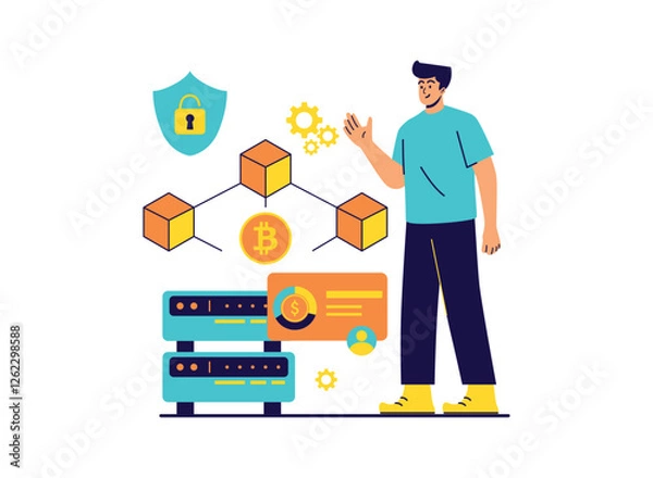 Fototapeta Illustration of an Blockchain Technology Service