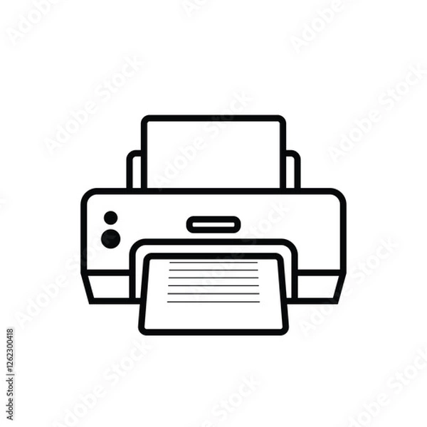 Obraz .Printer with paper vector illustration