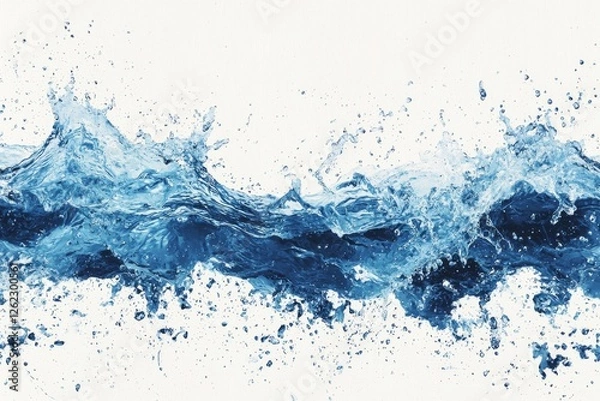 Fototapeta Undulating waves generate vibrant designs with dashes of blue in a creative aquatic depiction