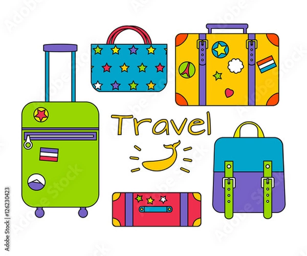 Obraz Vector set of travelling bags
