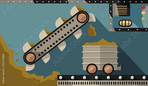 Fototapeta bucket conveyor digging minerals
