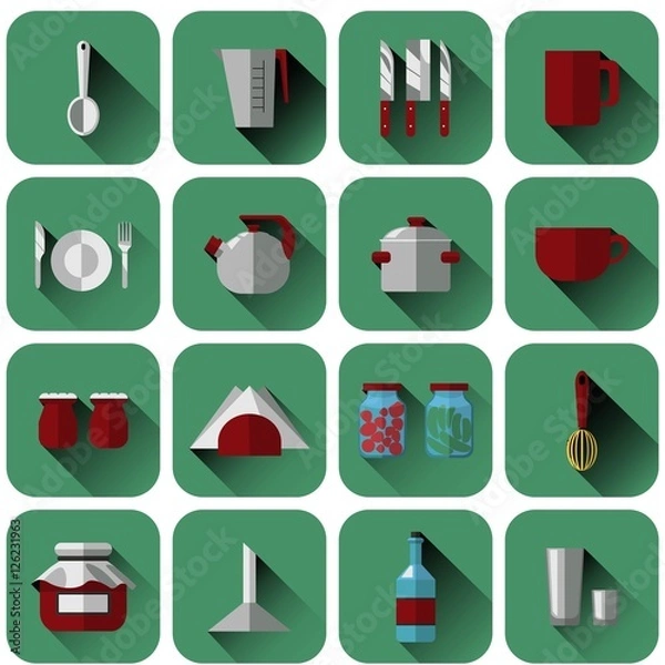 Fototapeta set of different kitchenware