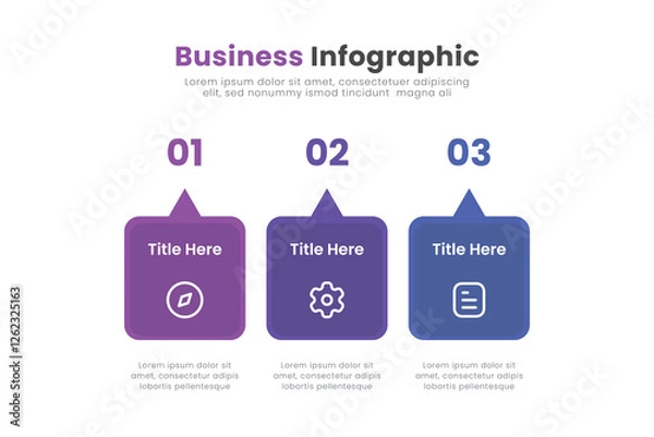 Fototapeta Business infographic template design. Timeline concept with 3 steps. Can be used for presentations, workflow layout, diagram, banner, web design, Vector illustration.