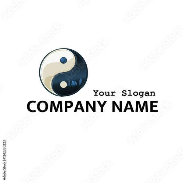 Fototapeta yin yang symbol logo with Company Name Text Vector Icon design