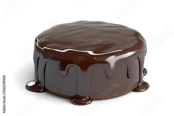 Fototapeta 3D Style Chocolate Cake with Glossy Ganache Realistic Render