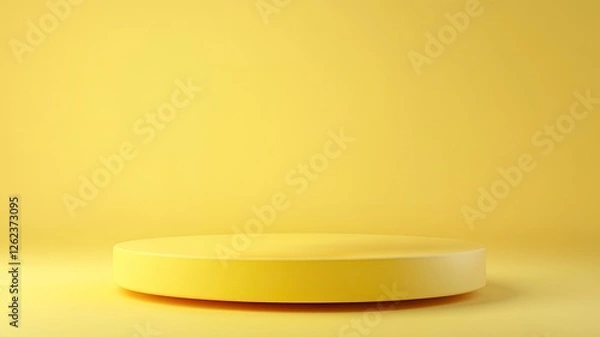 Fototapeta Empty yellow podium on yellow background. Empty stand for displaying products