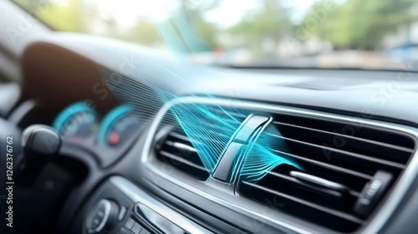Obraz Car air conditioning system providing cool breeze to passengers while driving in warm weather