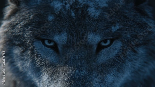 Obraz Close up of the wolf eyes. The wolf menacing expression
