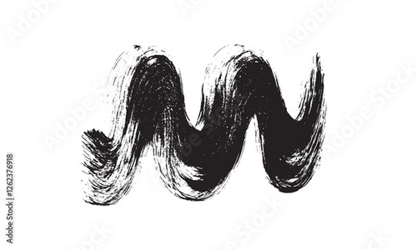 Fototapeta Vector brush stroke, dry brush marks, splashes, doodles, grunge.
 Isolated black and white image on a white background. 
