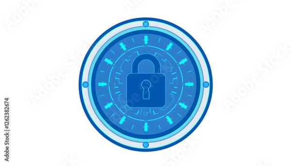 Fototapeta Cybersecurity png circle badge elements, transparent background, silhouette. with white shades