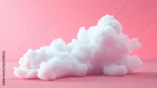 Fototapeta Soft white cloud formation against a pastel pink background enhancing a calming ambiance in a creative space