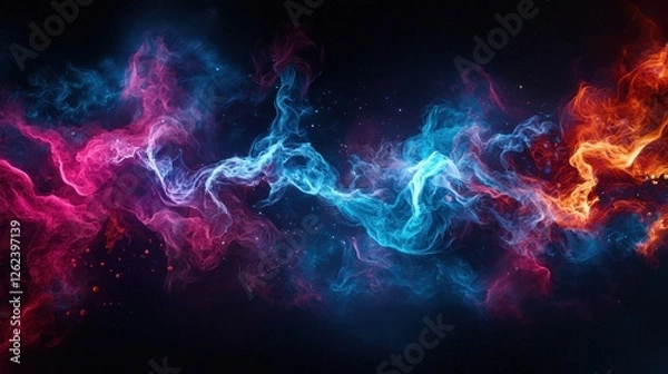 Fototapeta Vibrant cosmic nebula with swirling colors and light effects