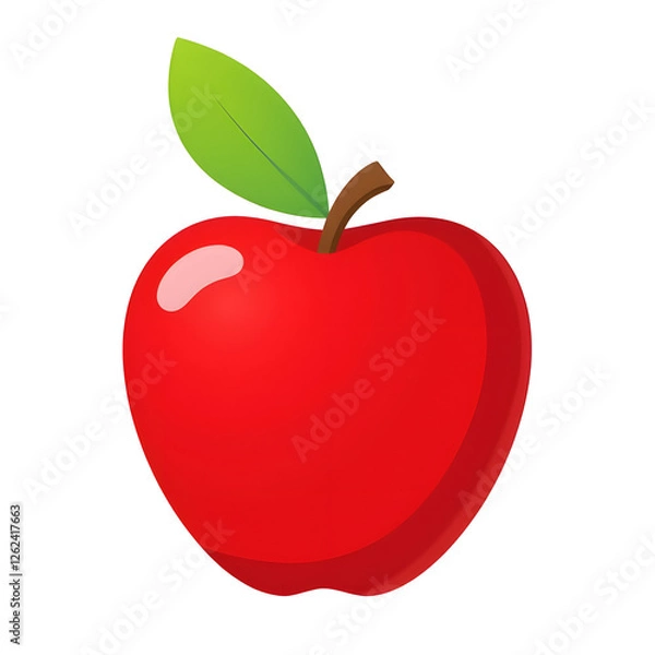 Fototapeta Single Red Apple with Leaf