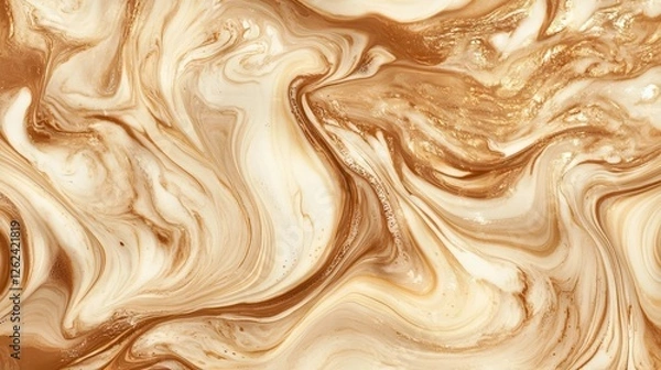 Fototapeta Swirling patterns of cream and caramel colors create a rich, abstract design for modern decor
