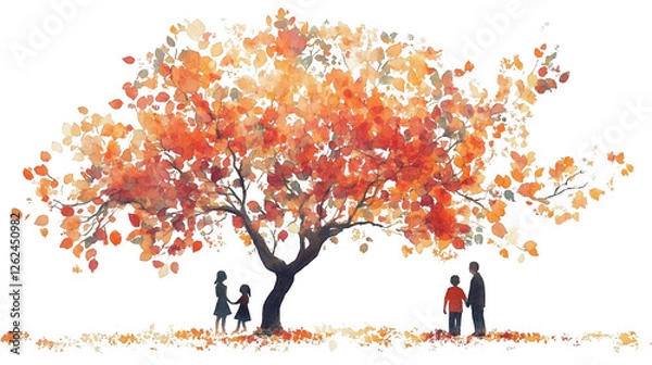 Obraz Parents Day PNG file design of a tree with family members, isolated on white background