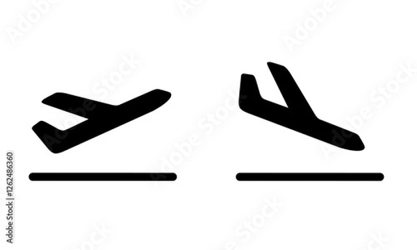 Fototapeta airplane departure and arrival icon vector on white background