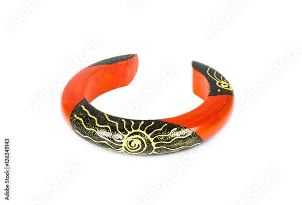 Obraz Wood bracelets and painted isolated on white background