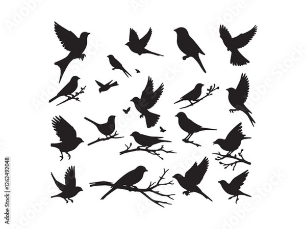 Obraz Birds silhouette vector file bundle isolated on white background