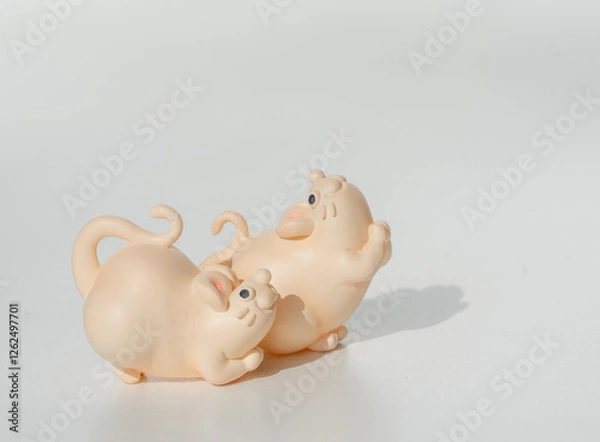 Fototapeta Cream-white Mouse made from paninted resin.