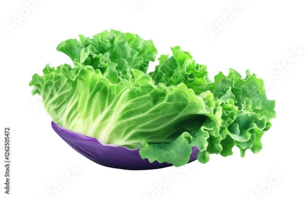 Obraz Fresh green lettuce in bowl kitchen food isolated on transparent background, png